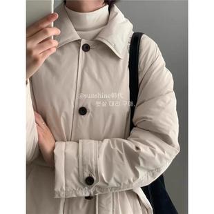 韩代潮牌Approach2024冬季新款中长款翻领系带气质羽绒服女士外套