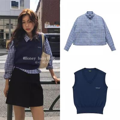 23秋韩国东大门宽松背心马甲V领