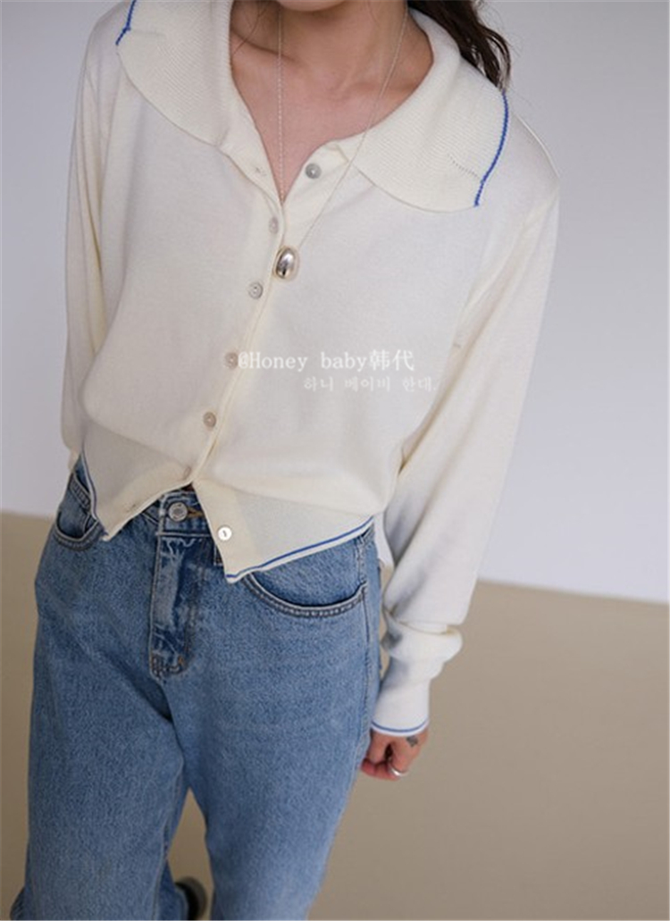 直邮正品轻薄开衫空调衣翻领针织