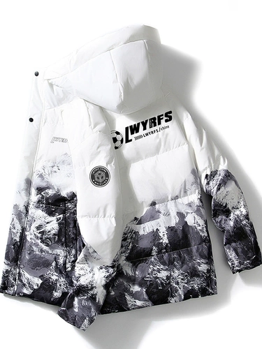 Tide, демисезонный короткий трендовый пуховик, камуфляжная бархатная удерживающая тепло куртка, градиент, утиный пух