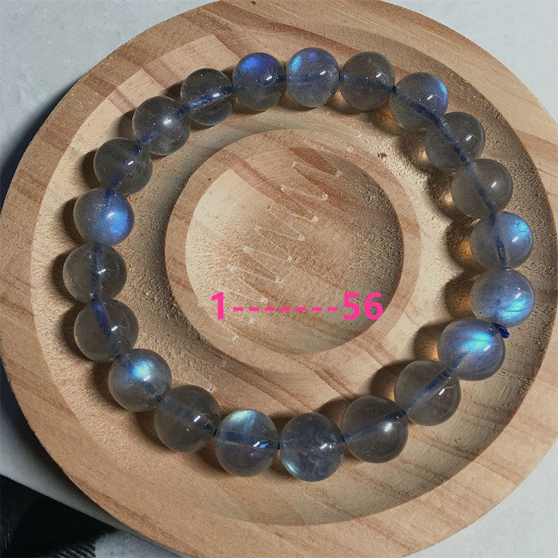 星空蓝天然拉长石手链玻璃体冰种灰月光石多圈手串强彩光全蓝水晶
