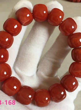 云南保山冰种润透柿子红天然南红玛瑙手链老珠型散珠手串水晶饰品