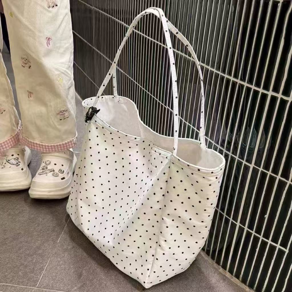 日韩大容量帆布包2025波点新款