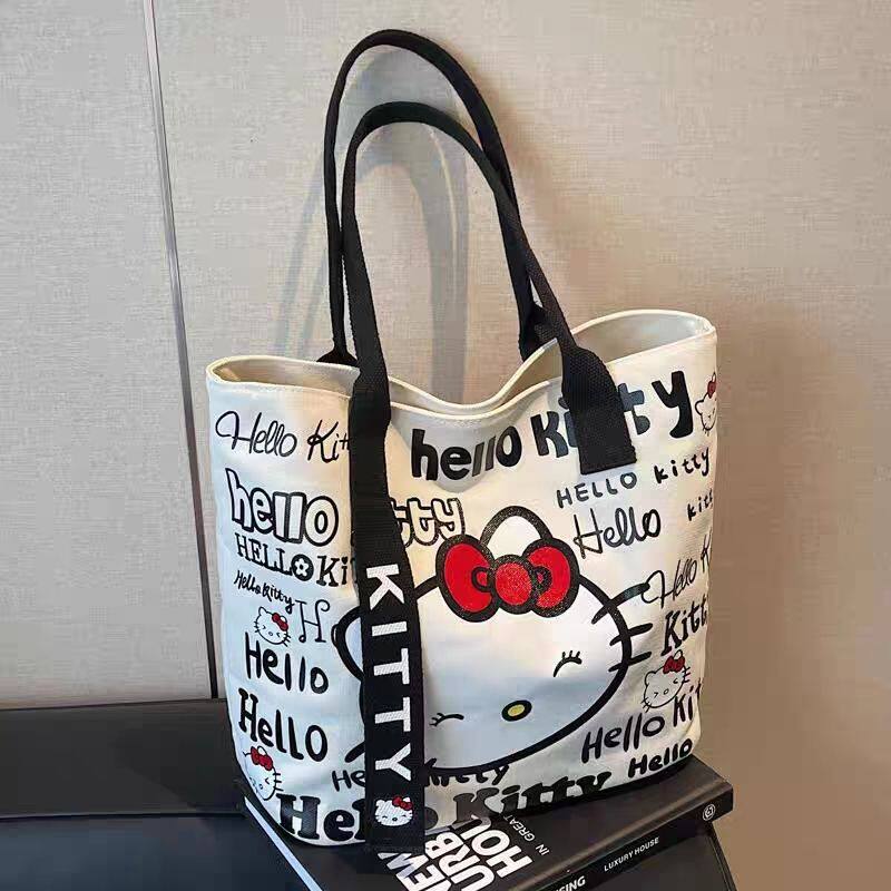 HelloKitty帆布包女士大容量托特包KT猫可爱包包学生单肩包手提包