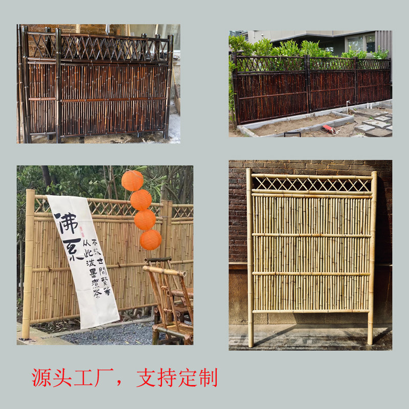 日式庭院竹篱笆围栏花园竹门室内外竹屏风隔断装饰别墅小院护栏