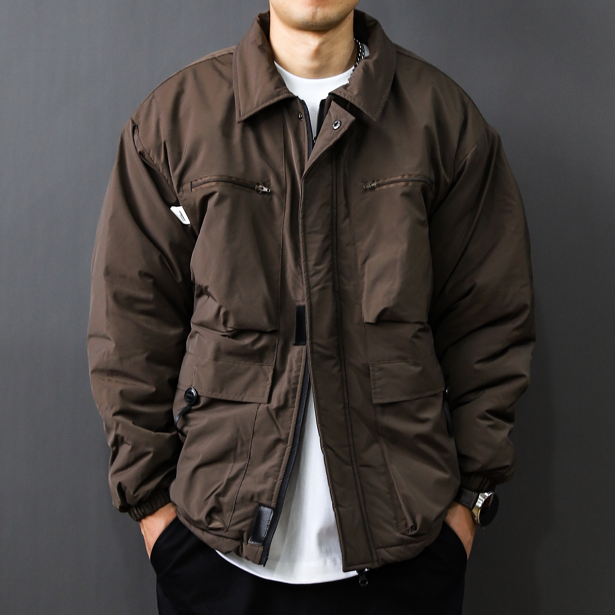 冬季新款美式衬衣式加厚连袖2024日系潮流复古保暖翻领工装棉服男