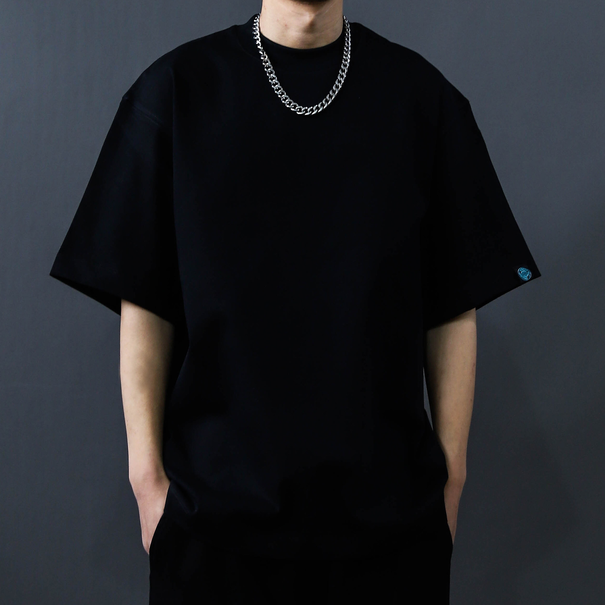 2025夏季新款美式潮牌圆领短袖T恤男宽松休闲百搭半袖上衣黑色男