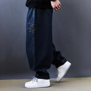 日系复古刺绣线条设计感小脚宽松遮肉水洗情侣小众灯笼牛仔裤 2025