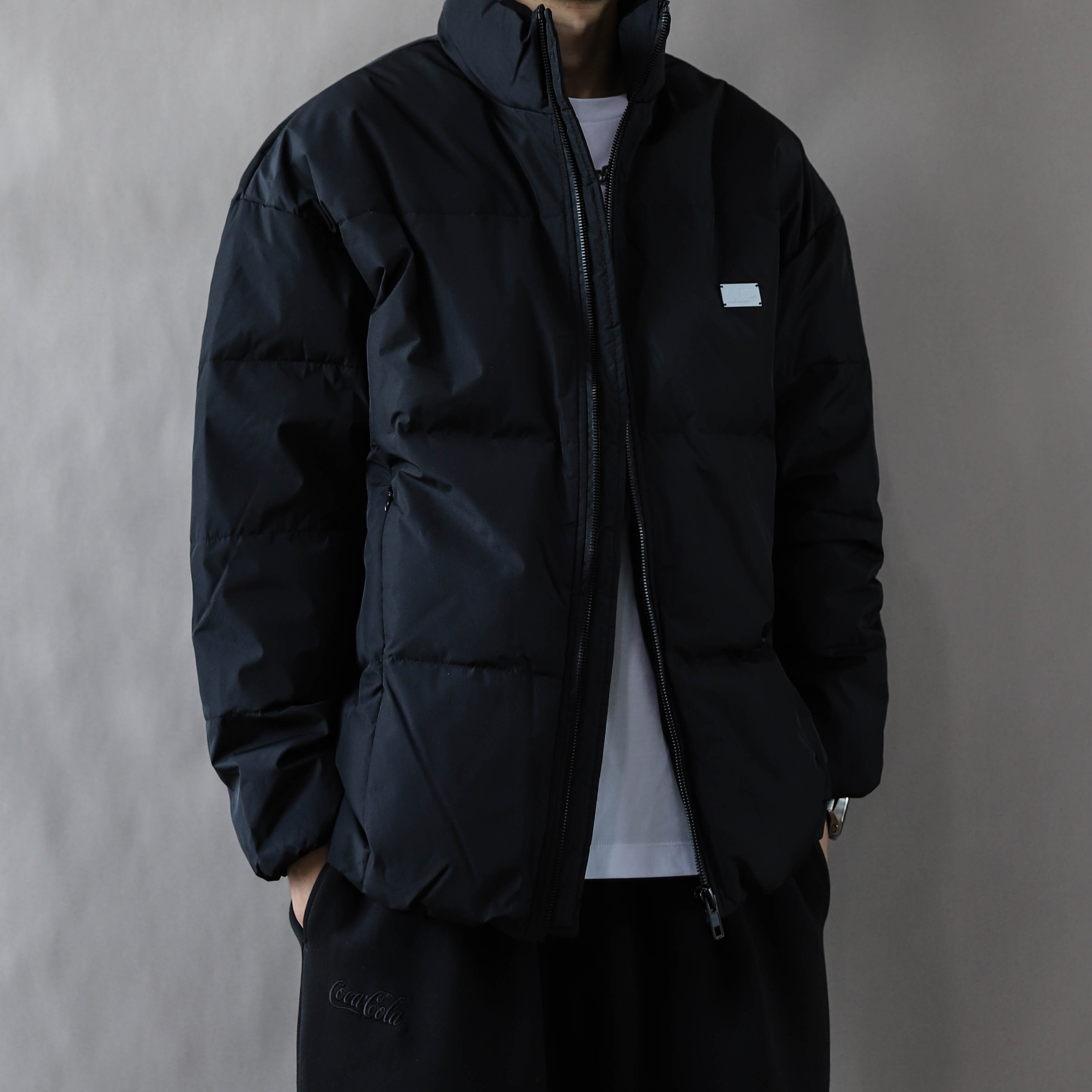 90绒羽绒服男重磅立领保暖外套冬季2025美式复古加肥大码上衣黑色