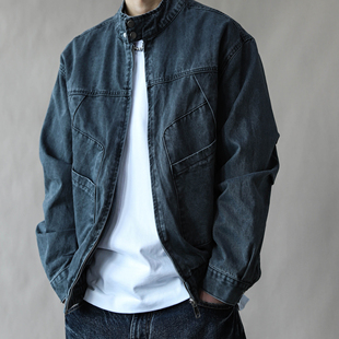 美式复古立领飞行员夹克男春秋宽松休闲哈灵顿外套2026水洗深灰色