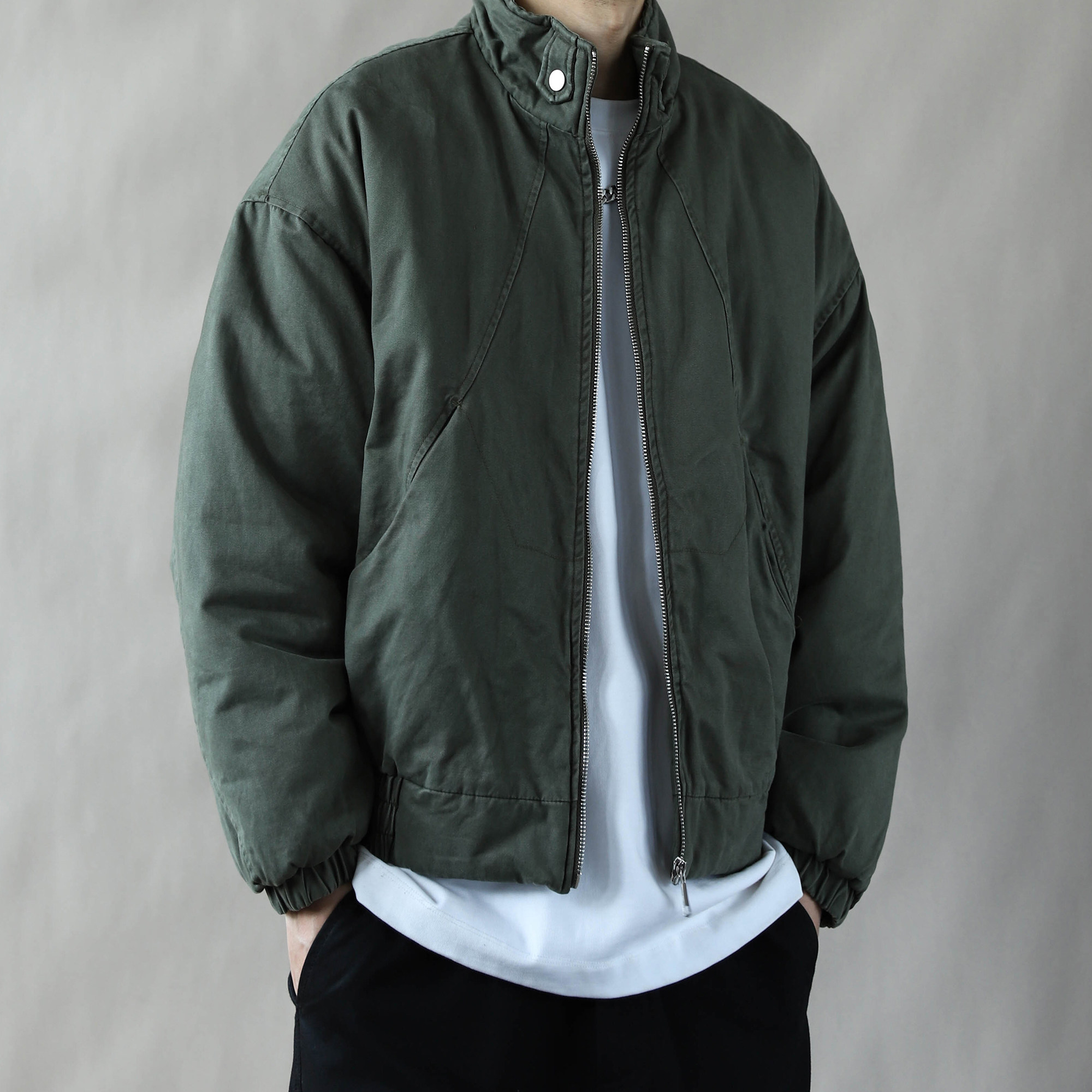 美式复古立领棉衣男加厚保暖宽松外套冬季棉袄子2025工装百搭军绿