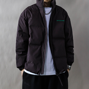 咖色面包羽绒服男短款立领加厚保暖外套冬季2025美式复古大码上衣