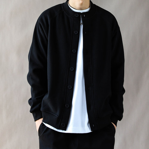 美式复古重磅夹克男秋冬宽松休闲2025新款加绒加厚外套卫衣黑色