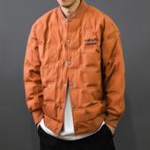 男 棒球领2026秋冬潮牌宽松痞帅上衣美式 90白鸭绒羽绒服大码 轻薄款