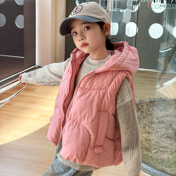 女童秋冬春款马甲外套儿童棉服连帽加厚背心坎肩外穿休闲洋气时髦图片