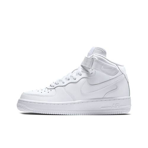 NikeAir Force1合成革舒适百搭GS中帮板鞋 白色男女同款