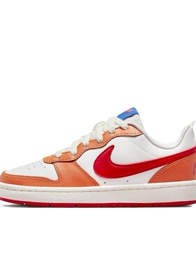 NikeCourt Borough Low 2合成革皮革低帮板鞋白橙色男女同款