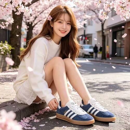 adidas originals GAZELLE舒适贴合德训鞋男女同款靛蓝白 IH9650