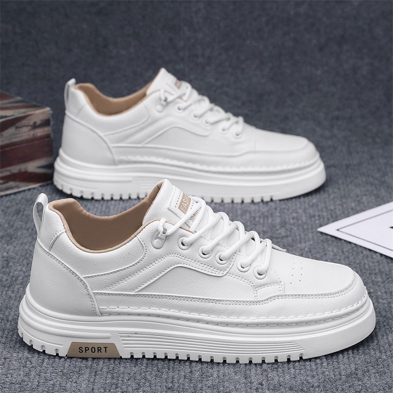 男鞋春季潮流百搭运动休闲板鞋男士皮面防水防滑厚底工作小白潮鞋,流行男鞋,单鞋,淘宝优惠券,粉丝福利购,淘宝优惠卷