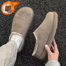 外穿防水防滑一脚蹬包跟拖鞋 包头棉拖鞋 加绒加厚保暖棉鞋 冬季 男款