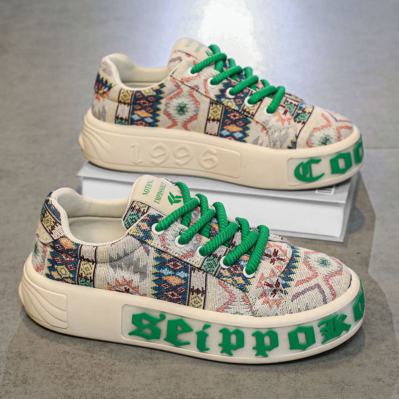 帆布男鞋夏季小众设计感百搭休闲板鞋青少年运动防滑厚底增高布鞋,流行男鞋,帆布鞋,淘宝优惠券,粉丝福利购,淘宝优惠卷