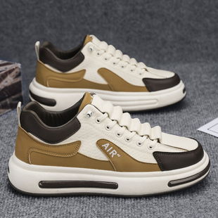 皮面防水运动厚底增高小白鞋 一脚蹬百搭运动休闲板鞋 冬季 阿甘男鞋