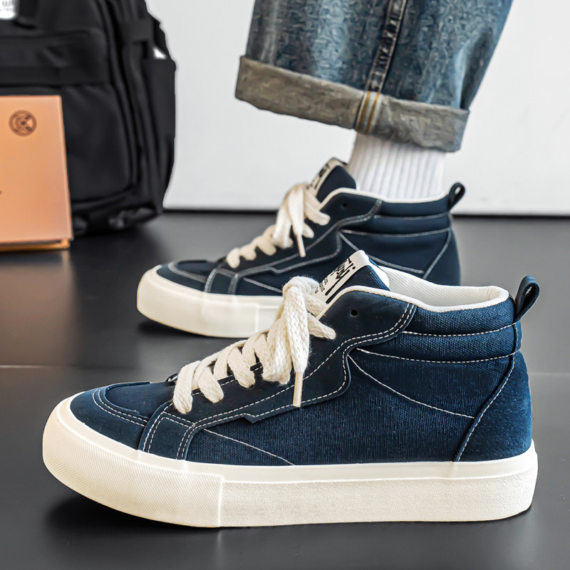 高帮男鞋2025新款潮流百搭休闲中帮板鞋青少年厚底内增高运动潮鞋,流行男鞋,高帮鞋,淘宝优惠券,粉丝福利购,淘宝优惠卷