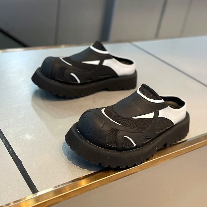 包头半拖鞋男夏季外穿防滑一脚蹬运动休闲男士无后跟沙滩大头凉鞋,流行男鞋,包头拖,淘宝优惠券,粉丝福利购,淘宝优惠卷
