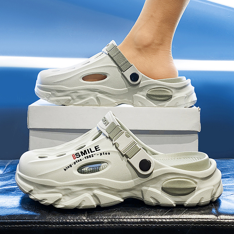 洞洞鞋男款夏季外穿防滑踩屎感厚底包头拖鞋开车大码运动沙滩凉鞋