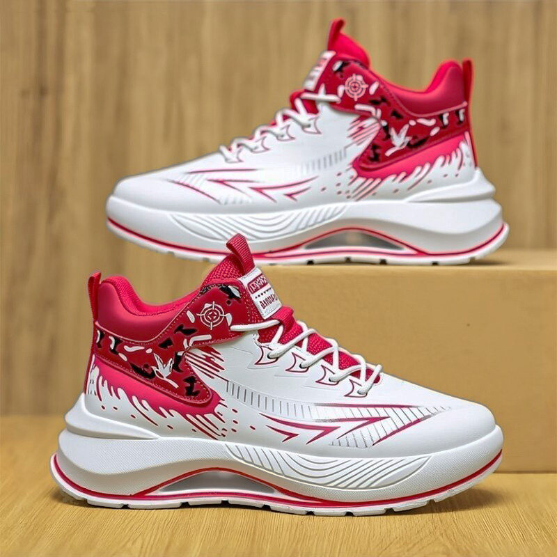 男鞋春季2026新款厚底高帮篮球休闲运动鞋学生跑步防滑增高老爹鞋