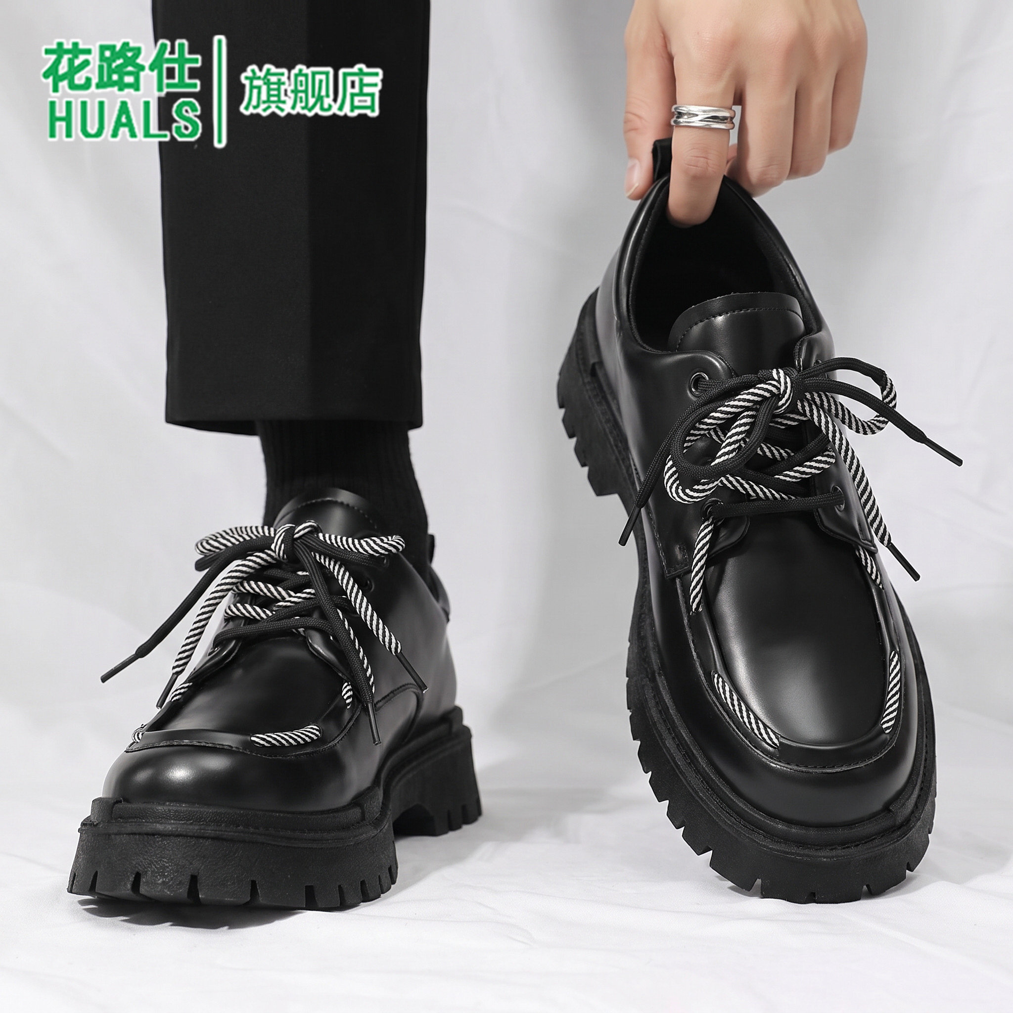 男鞋2026新款秋季商务正装男士休闲皮鞋运动厚底增高黑色大头潮鞋