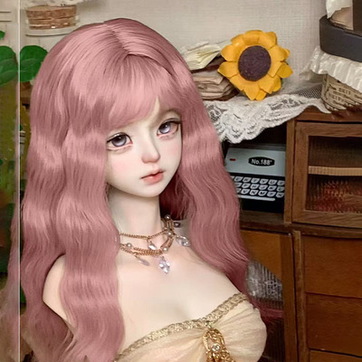bjd娃娃假发346分齐刘海长卷发