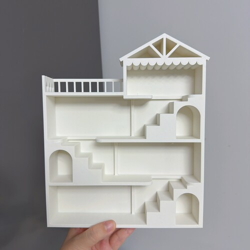 微缩食玩3D打印盲盒公仔萌粒楼梯房娃娃屋过家家场景摆件二创房子