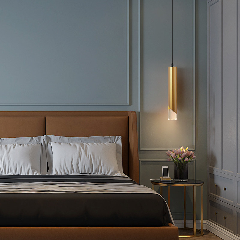 床头吊灯现代简约大气2021年新款轻奢网红ins北欧卧室长线小吊灯
