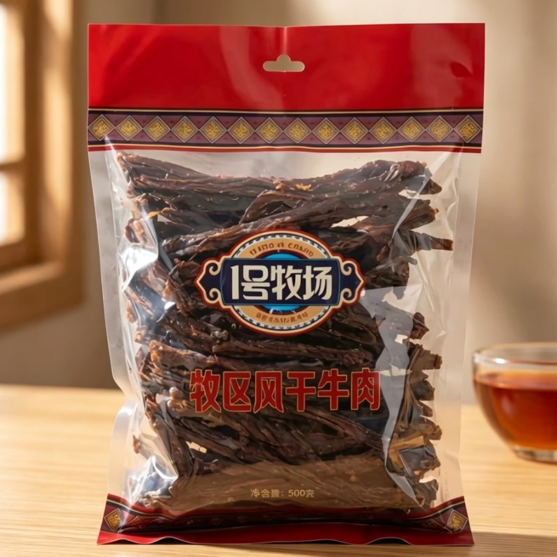 1号牧场内蒙古风干牛肉干原味500g袋装特产零食