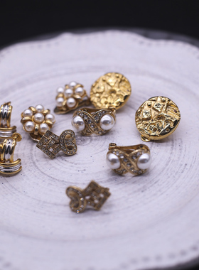 vintage 英国 古董 首饰 Attwood 珍珠 花朵 涂鸦古典结耳饰 耳夹