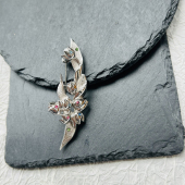 法国Vénté vintage 多彩树叶 银色 吊坠胸针两用 古着