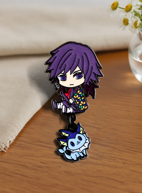 ”鬼灭之刃无限城“富冈义勇金属胸针可爱吊坠徽章动漫周边水柱