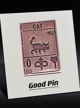 “inscryption”邪恶铭刻游戏金属胸针复古猫卡牌徽章书包配饰