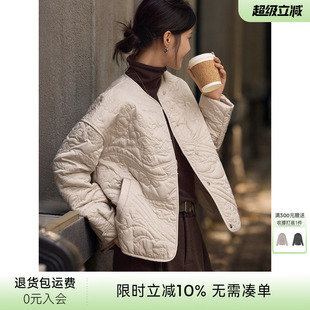 XWI欣未新中式 轻薄保暖小棉袄 轻国风优雅绣花棉服外套女秋冬季