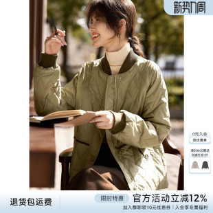 XWI欣未轻休闲撞色拼接棒球服棉衣女秋冬季 轻薄减龄设计棉服外套