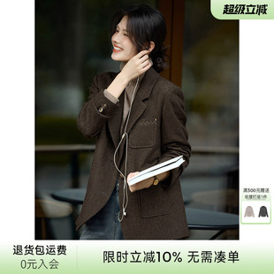 外套女2026年早春优雅大方得体西服上衣 XWI欣未复古英伦刺绣西装