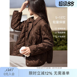 XWI欣未美拉德衬衫式夹棉棉服外套女秋冬季轻薄休闲百搭短款棉袄