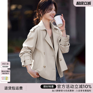 新款 XWI欣未時(shí)尚 通勤短款 風(fēng)衣外套女2025秋季 休閑簡(jiǎn)約設(shè)計(jì)感上衣