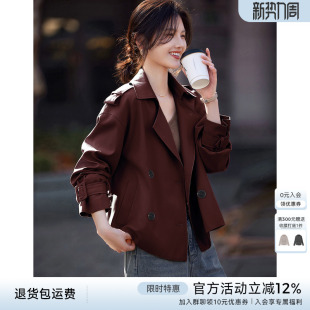 XWI欣未安可拉红风衣外套女春季 上衣 今年流行休闲简约设计感短款