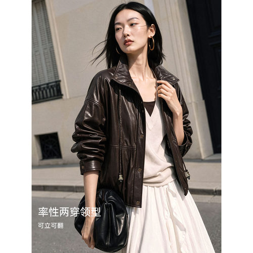 XWI欣未复古做旧皮衣女士2026年