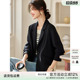 XWI欣未黑色休闲平驳领西装 通勤简约轻职场西服上衣 外套女春季