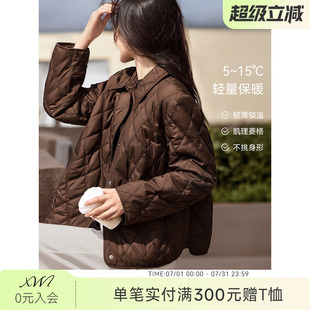 XWI欣未美拉德衬衫式夹棉棉服外套女秋冬季轻薄休闲百搭短款棉袄