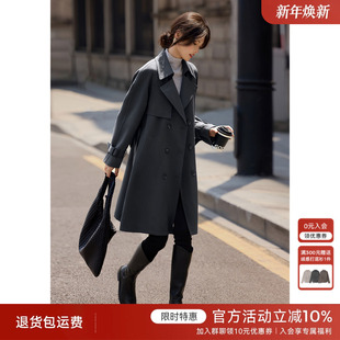 收腰显瘦上衣 新款 XWI欣未格雷系穿搭灰色长款 风衣外套女2024秋季