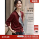XWI欣未含羊毛丝巾设计感针织开衫 女2025年秋冬显瘦百搭红色上衣